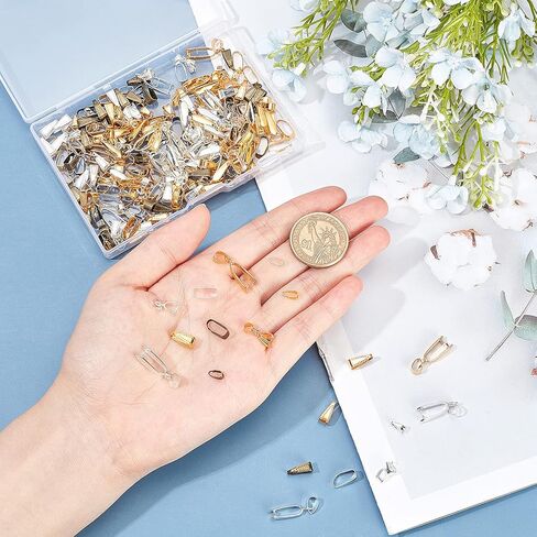 PandaHall 180 قطعة 2 حجمين مشبك مشبك النحاس الخطاطيف قلادة المشابك مع 80 قطعة 2 حجمان، مشبك مخلب وكفالة قلائد صنع المجوهرات بألوان مختلطة in Kuwait