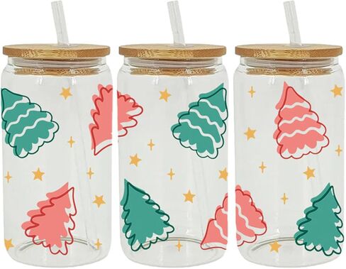 auwiyd 6 أوراق عيد الميلاد الأشعة فوق البنفسجية DTF نقل ملصق عيد الميلاد ذاتية اللصق فنجان القهوة الأشعة فوق البنفسجية DTF ملصق DIY نقل ملصق القدح الديكور صائق ل 16oz القدح عيد الميلاد كوب زجاجي الديكور in Kuwait