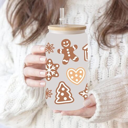 auwiyd 6 أوراق عيد الميلاد الأشعة فوق البنفسجية DTF نقل ملصق عيد الميلاد ذاتية اللصق فنجان القهوة الأشعة فوق البنفسجية DTF ملصق DIY نقل ملصق القدح الديكور صائق ل 16oz القدح عيد الميلاد كوب زجاجي الديكور in Kuwait