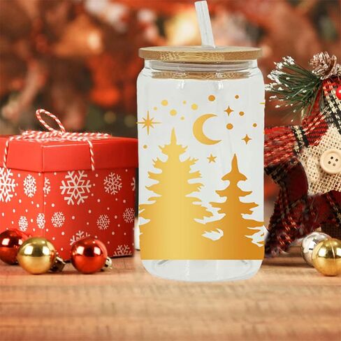 auwiyd 6 أوراق عيد الميلاد الأشعة فوق البنفسجية DTF نقل ملصق عيد الميلاد ذاتية اللصق فنجان القهوة الأشعة فوق البنفسجية DTF ملصق DIY نقل ملصق القدح الديكور صائق ل 16oz القدح عيد الميلاد كوب زجاجي الديكور in Kuwait