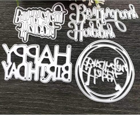 4 قطع قطع معدنية يموت قطع عيد ميلاد سعيد لصنع البطاقات، لوريتاريا الكلمات قطع يموت استنسلات لسكرابوكينغ بطاقات ورقية هدايا الديكور in Kuwait