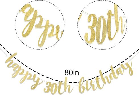 لافتة عيد ميلاد سعيد 30th Birthday - لافتة عيد ميلاد 30، لافتة ذهبية للذكرى السنوية الثلاثين، لافتة عيد ميلاد 30 للنساء والرجال وزينة حفلات عيد الميلاد الثلاثين in Kuwait