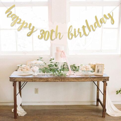 لافتة عيد ميلاد سعيد 30th Birthday - لافتة عيد ميلاد 30، لافتة ذهبية للذكرى السنوية الثلاثين، لافتة عيد ميلاد 30 للنساء والرجال وزينة حفلات عيد الميلاد الثلاثين in Kuwait
