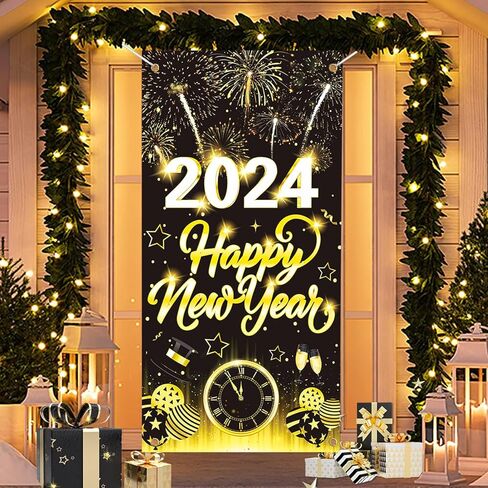Happy New Year Door Cover 2024, Happy New Year Door Banner Decorations in Kuwait
