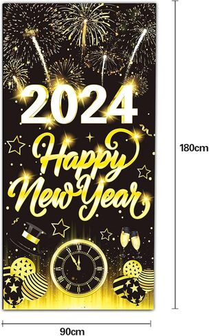 Happy New Year Door Cover 2024, Happy New Year Door Banner Decorations in Kuwait
