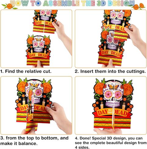 Pajean 12 Pieces Day of The Dead Table Honeycomb Centerpieces Dia De Los Muertos Centerpieces Dead Halloween Sugar Skull Table Decorations for Mexican Day of The Dead Party Supplies in Saudi Arabia