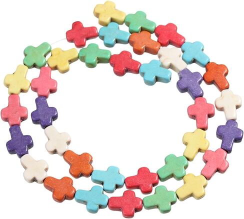 Small Blue Turquoise Cross Beads Gemstone Spacer Beads Craft Supplier Approx.36pcs/Strand 0.8CMX1CM in Kuwait