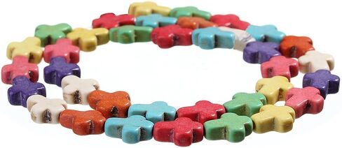 Small Blue Turquoise Cross Beads Gemstone Spacer Beads Craft Supplier Approx.36pcs/Strand 0.8CMX1CM in Kuwait
