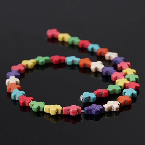 Small Blue Turquoise Cross Beads Gemstone Spacer Beads Craft Supplier Approx.36pcs/Strand 0.8CMX1CM in Kuwait