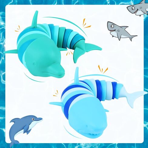 4 Pcs 3D Sensory Toys Printed Articulated Dolphin Fidget Toy Ocean Shark Decompression Toys Fun Sensory Stress Reliever Toys for Children Adults Articulated Fidget Toy in Kuwait