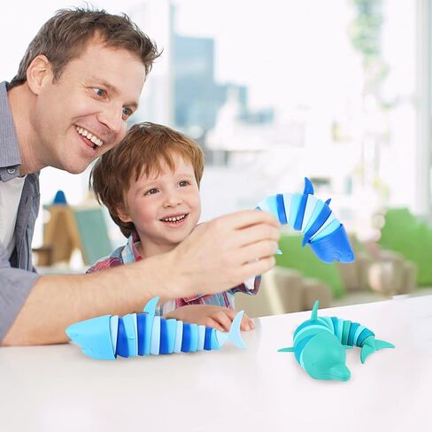 4 Pcs 3D Sensory Toys Printed Articulated Dolphin Fidget Toy Ocean Shark Decompression Toys Fun Sensory Stress Reliever Toys for Children Adults Articulated Fidget Toy in Kuwait