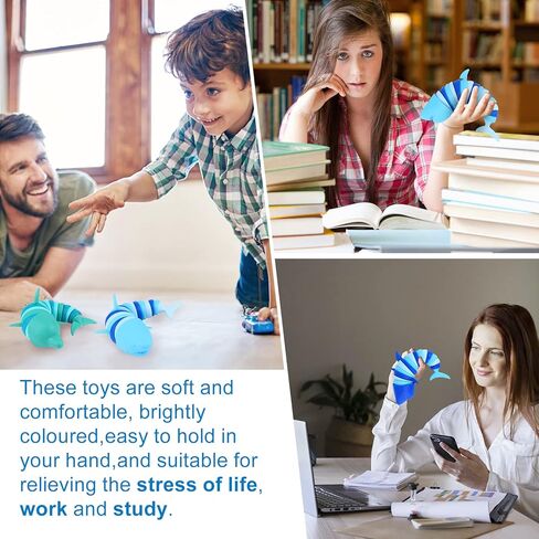 4 Pcs 3D Sensory Toys Printed Articulated Dolphin Fidget Toy Ocean Shark Decompression Toys Fun Sensory Stress Reliever Toys for Children Adults Articulated Fidget Toy in Kuwait