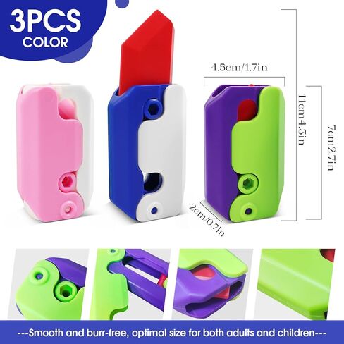 3Pcs Fidget Toys, 3D Printed Gravity Sensory Toys for Kids Adults, Small Carrot Fidget Toy, Anxiety Stress Relief Toy for ADHD, ADD and Autism, Best Party Favors for Kids Goodie Bags in Kuwait