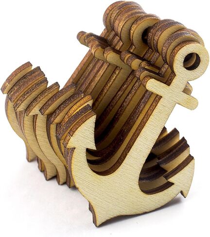 Summer-Ray 50pcs Dark Brown Laser Cut Wooden Veneer Anchor 2" Scrapbooking Embellishment in Saudi Arabia