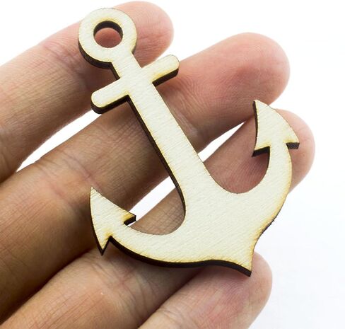 Summer-Ray 50pcs Dark Brown Laser Cut Wooden Veneer Anchor 2" Scrapbooking Embellishment in Saudi Arabia