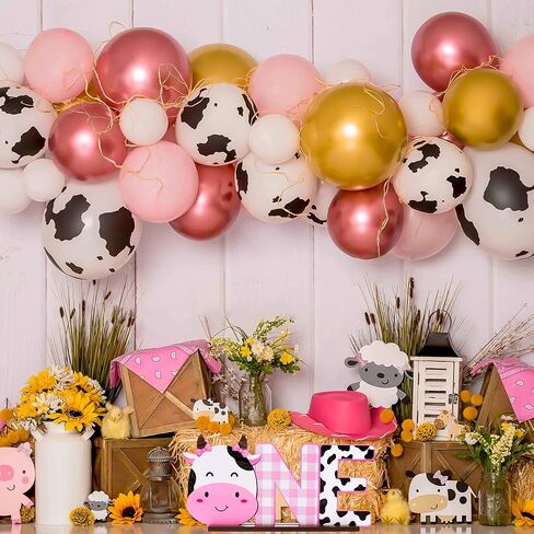 بانتايد لافتة خشبية على شكل بقرة وحرف واحد، قطعة مركزية للطاولة للبنات الصغيرات، ديكور عيد الميلاد الاول بتصميم بقرة بلون زهري، لوازم حفلات استقبال المولود الجديد، دعائم تصوير تحطيم الكيك in Kuwait