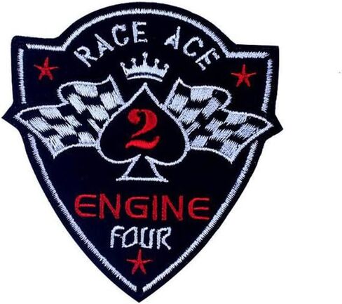 شعار Racing Ace حديد على الخياطة على رقعة مزخرفة، شارة مطرزة للبوكر، سباق النصر، علم مربع، سباق السيارات، حديد مطرز على رقعة لحقائب الظهر، شارة الملابس، مزخرفة in Kuwait
