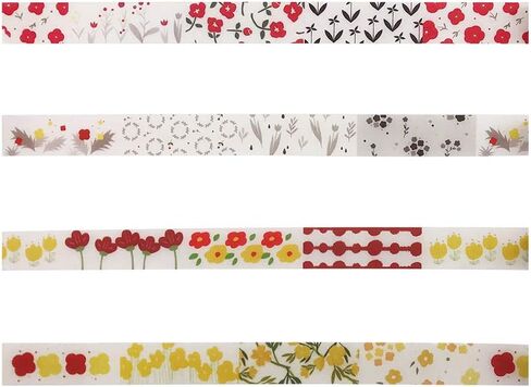 مجموعة أشرطة إخفاء واشي من EnYan، 4 لفات، شريط زهور خريفي طبيعي قابل للكتابة للديكور الياباني للحرف اليدوية اليدوية ومخططي مجلة الرصاص in Kuwait