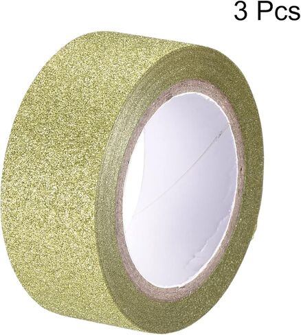 MECCANIXITY 0.6inch x 16.4ft Glitter Tape, Decorative Craft Tape Self Adhesive Stick Blue 1.5cm x 5 M for Scrapbook, DIY Arts, Gift Wrapping Pack of 3 in Kuwait