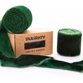 شريط مخملي أخضر 2 لفة 2 ياردة × 2 بوصة شريط مخملي متوتر لعيد الميلاد لتغليف الهدايا، شريط مخملي عتيق لتزيين إكليل شجرة عيد الميلاد، باقة زهور، مقطع فيونكة شعر، حرفة يدوية (أخضر) in Kuwait