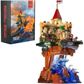 مجموعة مكعبات بناء الإضاءة من فانفول - مجموعة بناء ضوء LED قلعة على الجرف مجموعة من 1044 قطعة للبالغين والمراهقين in Kuwait