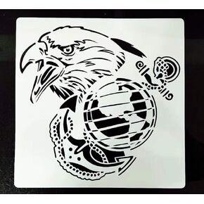 Large US Military Flag Stencil for Painting on Wood, Fabric, Walls, Airbrush + More | Reusable Mylar Template (US Military Logo) (American Eagle)