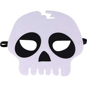White Skeleton Pumpkin Eye Mask Halloween Scary Face Mask for Kids, Comfortable Breathable Felt Cartoon Halloween Costumes Accessions Fun Halloween Party Kids Face Mask