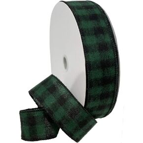 Morex Ribbon Buffalo Plaid Red/Black Wired Flannel Buffalo Plaid Ribbon, 2.5 inches by 10 Yards