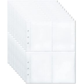 200 جيب، 25 قطعة من اغلفة بطاقات التداول مزدوجة الجوانب 4 جيوب لحماية الصفحات لبطاقات البوكيمون، اوراق صور كيه بوب فائقة الوضوح لـ A5 6 حلقات حافظة بطاقات بطاقات البيسبول كرة السلة الرياضية in Kuwait