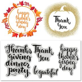 Fall Thanksgiving Words Clear Stamps for Card Making and Journaling, Give Thanks Letters Rubber Stamps Thankful Greeting Words Stamps for Scrapbooking DIY Cards Album Crafts Supplies