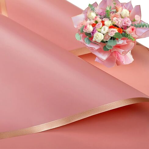DecorGarden 60 Sheets Gold Edge Fresh Flower Wrapping Paper, Waterproof Flower Bouquet Wrapping Paper, DIY Crafts, Gift Packaging, 22.8 * 22.8 Inches, (Black, 60PCS) in Kuwait