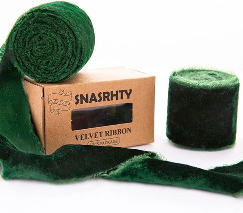 شريط مخملي أخضر 2 لفة 2 ياردة × 2 بوصة شريط مخملي متوتر لعيد الميلاد لتغليف الهدايا، شريط مخملي عتيق لتزيين إكليل شجرة عيد الميلاد، باقة زهور، مقطع فيونكة شعر، حرفة يدوية (أخضر) in Kuwait