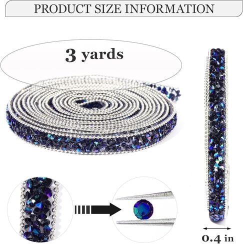 Rhinestone Ribbon 3 Yards Self Adhesive Rhinestone Strips Diamond Ribbon Sticker Crystal Roll Glitter Bling Rhinestones Tape for Crafting DIY Art Decoration (Silver Ribbon,0.6 Inch) in Kuwait