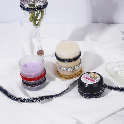 Rhinestone Ribbon 3 Yards Self Adhesive Rhinestone Strips Diamond Ribbon Sticker Crystal Roll Glitter Bling Rhinestones Tape for Crafting DIY Art Decoration (Silver Ribbon,0.6 Inch) in Kuwait