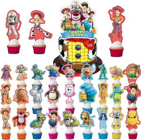 31 قطعة من قصة لعبة اللعبة قطعة واحدة من أعلى الكعك و30 قطعة من أغطية الكب كيك لمستلزمات تزيين الكيك في حفلات أعياد الميلاد in Kuwait