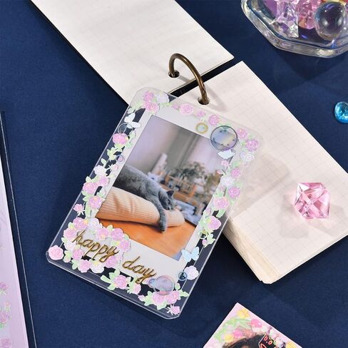 16 ورقة ملونة زهرة ديكو ملصقات مجموعة، لطيف القصاصات ملصقات زهرة DIY الحرفية ملصقات ملونة بريق ملصقات ذاتية اللصق للفنون بطاقة معايدة القصاصات، ديكور DIY in Kuwait