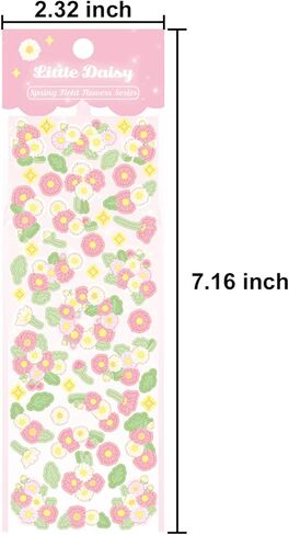 16 ورقة ملونة زهرة ديكو ملصقات مجموعة، لطيف القصاصات ملصقات زهرة DIY الحرفية ملصقات ملونة بريق ملصقات ذاتية اللصق للفنون بطاقة معايدة القصاصات، ديكور DIY in Kuwait