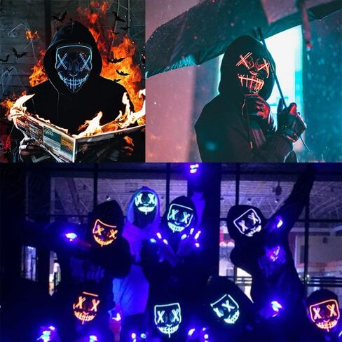 قناع Digcreat Halloween المتوهج، أقنعة مضيئة LED للهدايا، والمهرجانات، وحفلات الهالوين in Kuwait