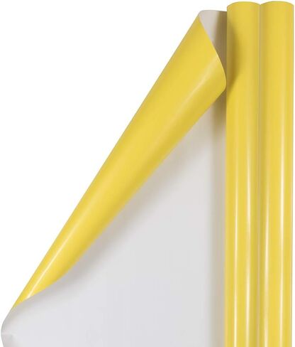 JAM Paper Gift Wrap - Glossy Wrapping Paper - 50 Sq Ft Total (30 in x 10 Ft Each) - Yellow - 2 Rolls/Pack in Saudi Arabia