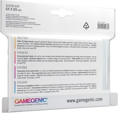 Closable Inner Sleeves | Pack of 100 Clear Standard Card Game Sleeves | Extra-High Clarity | Professional Protection for Up to 100 TCG Decks, Card Games and Board Games | Made by Gamegenic in Saudi Arabia