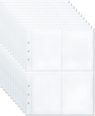 200 جيب، 25 قطعة من اغلفة بطاقات التداول مزدوجة الجوانب 4 جيوب لحماية الصفحات لبطاقات البوكيمون، اوراق صور كيه بوب فائقة الوضوح لـ A5 6 حلقات حافظة بطاقات بطاقات البيسبول كرة السلة الرياضية in Kuwait