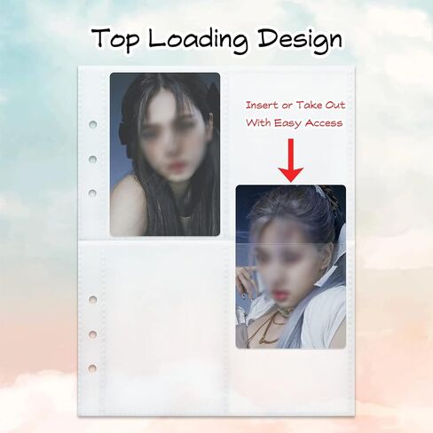 200 جيب، 25 قطعة من اغلفة بطاقات التداول مزدوجة الجوانب 4 جيوب لحماية الصفحات لبطاقات البوكيمون، اوراق صور كيه بوب فائقة الوضوح لـ A5 6 حلقات حافظة بطاقات بطاقات البيسبول كرة السلة الرياضية in Kuwait