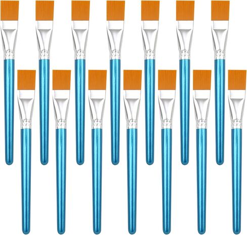 14 قطعة من فرش الرسم - 1 بوصة من فرش الطلاء الفنية للطلاء الأكريليك - فرشاة طلاء صناعية مسطحة للحرف الفنية وطلاء الأكريليك والألوان المائية والألوان الزيتية والغواش والتمبرا والحبر والمينا in Kuwait