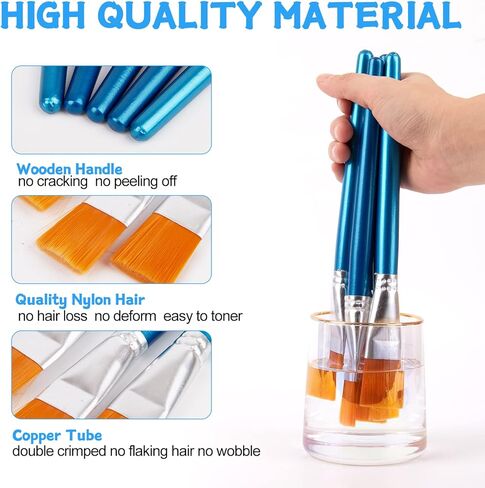 14 قطعة من فرش الرسم - 1 بوصة من فرش الطلاء الفنية للطلاء الأكريليك - فرشاة طلاء صناعية مسطحة للحرف الفنية وطلاء الأكريليك والألوان المائية والألوان الزيتية والغواش والتمبرا والحبر والمينا in Kuwait