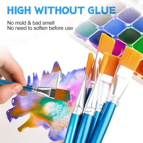 14 قطعة من فرش الرسم - 1 بوصة من فرش الطلاء الفنية للطلاء الأكريليك - فرشاة طلاء صناعية مسطحة للحرف الفنية وطلاء الأكريليك والألوان المائية والألوان الزيتية والغواش والتمبرا والحبر والمينا in Kuwait