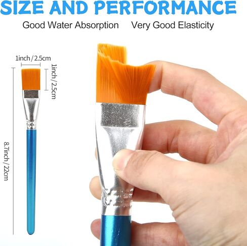 14 قطعة من فرش الرسم - 1 بوصة من فرش الطلاء الفنية للطلاء الأكريليك - فرشاة طلاء صناعية مسطحة للحرف الفنية وطلاء الأكريليك والألوان المائية والألوان الزيتية والغواش والتمبرا والحبر والمينا in Kuwait