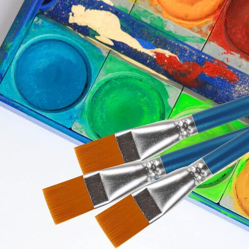 14 قطعة من فرش الرسم - 1 بوصة من فرش الطلاء الفنية للطلاء الأكريليك - فرشاة طلاء صناعية مسطحة للحرف الفنية وطلاء الأكريليك والألوان المائية والألوان الزيتية والغواش والتمبرا والحبر والمينا in Kuwait