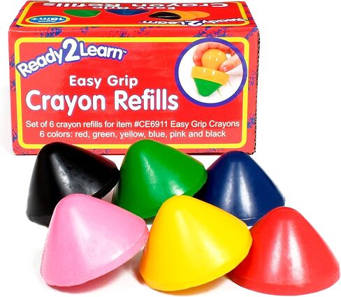 READY 2 LEARN Easy Grip Crayons Refills - 6 Colors - Ages 18m+ - Non-Toxic Toddler Crayons - Handles Sold Separately in Saudi Arabia