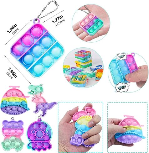 Aibequ 69 Pcs Party Favors for Kids 4-8-12,Pop Fidget Treasure Box Toys for Classroom Prizes,Pinata Filler Stuffers,Prize Box Toys,Treasure Chest for Kids Prizes,Bulk Small Toys in Kuwait