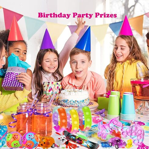 Aibequ 69 Pcs Party Favors for Kids 4-8-12,Pop Fidget Treasure Box Toys for Classroom Prizes,Pinata Filler Stuffers,Prize Box Toys,Treasure Chest for Kids Prizes,Bulk Small Toys in Kuwait